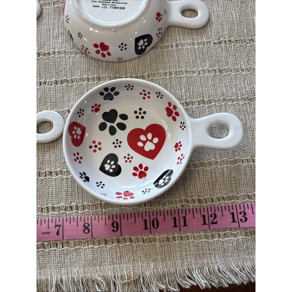 Temp-tations Pawfetti (4) Individual Handles Bowls Dog Cat Paw Prints Hearts